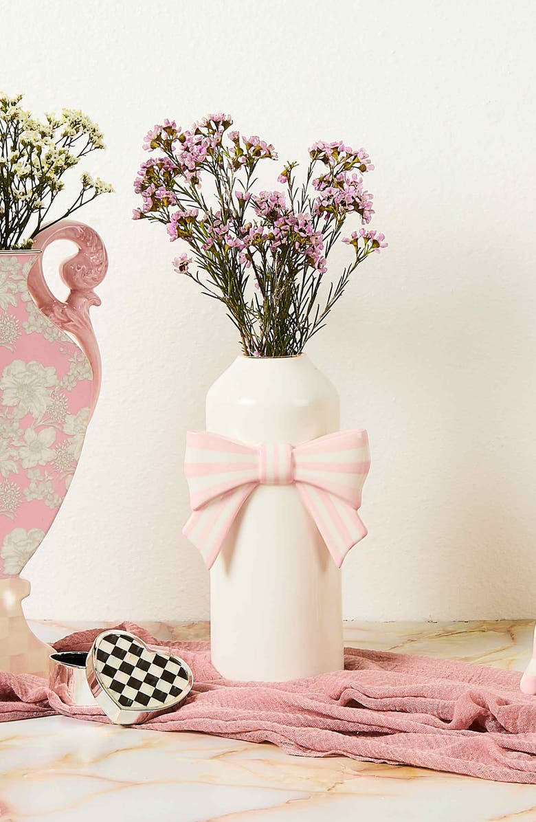 MACKENZIE CHILDS Rosy Bow Vase, Alternate, color, Rosy