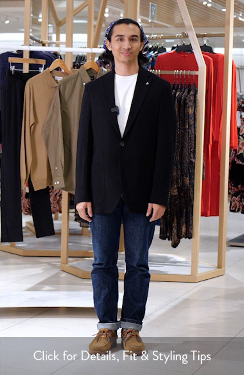 Hampton Solid Black Stretch Wool Sport Coat, sales video thumbnail