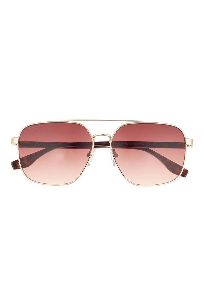 Bowie 59mm Gradient Square Sunglasses, Main, color, GOLD/ BROWN GRADIENT