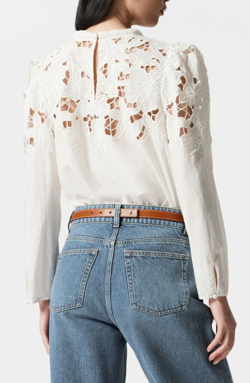& Other Stories Embroidered Puff-sleeve Blouse In White Dusty Light