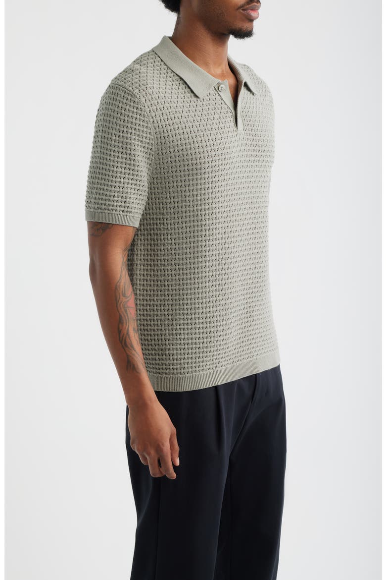Texture Knit Polo Top, Alternate, color, GREEN CHAPARRAL