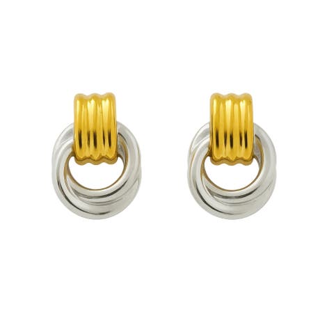Luna Link Mixed Metal Two Tone Earrings