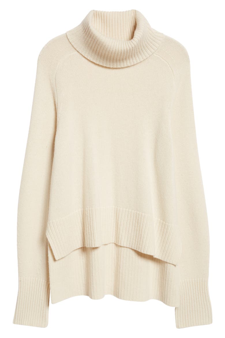 Lerato High-Low Cashmere Turtleneck Sweater, Alternate, color, IVORY