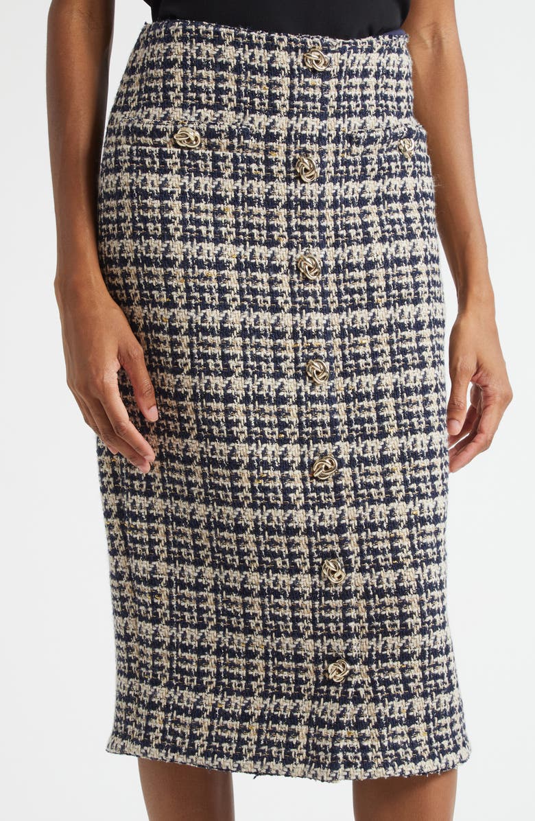 L'AGENCE Tai Tweed Midi Skirt, Alternate, color, Midnight Multi Tweed