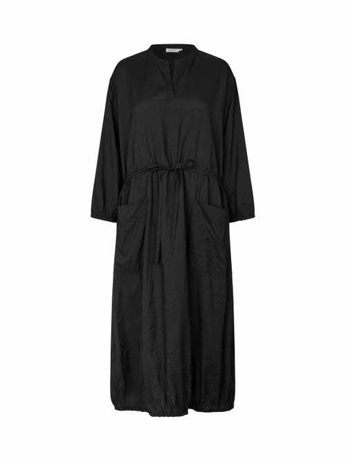 Masai Copenhagen Manymosa 3/4 Sleeve Loose Fit Midi Dress In Black