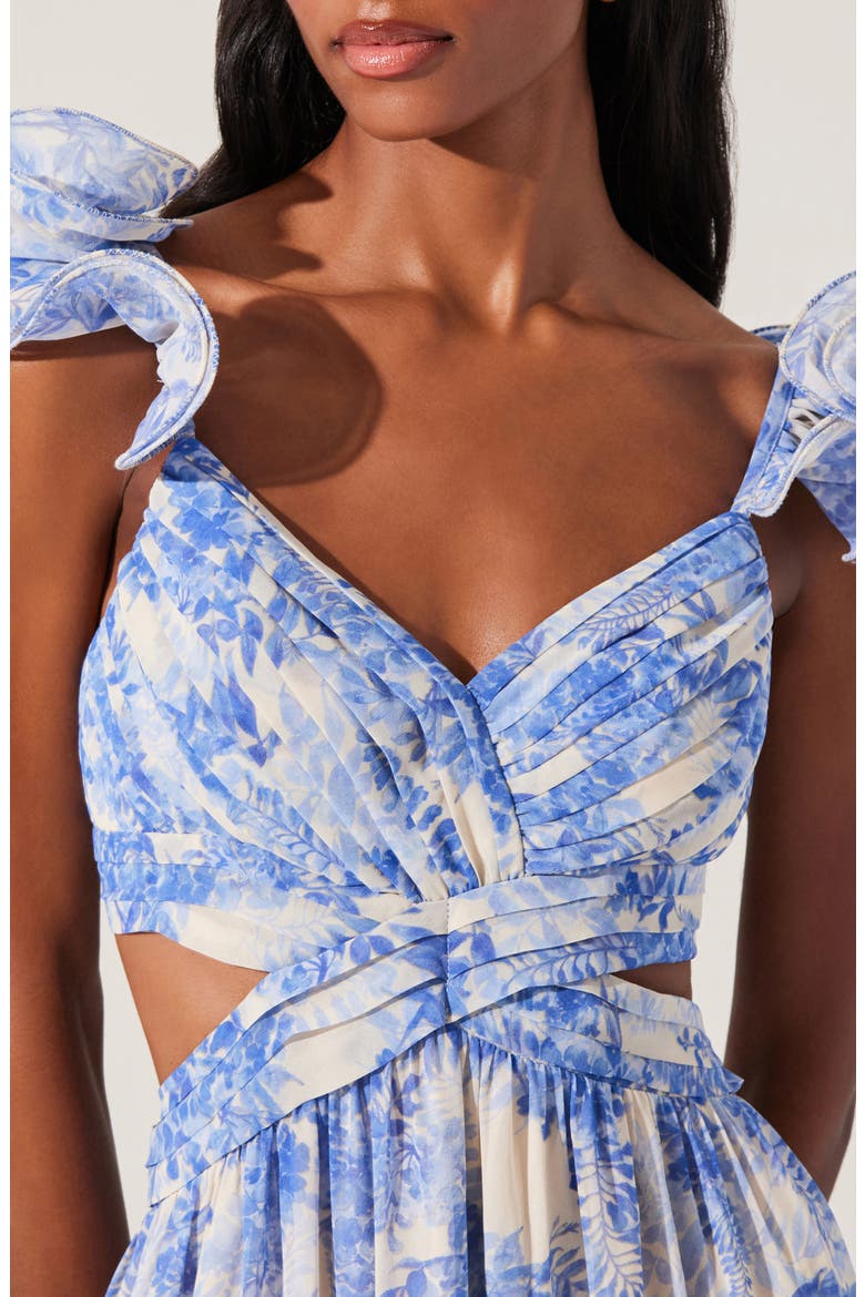 Frittilaria Floral Cutout Detail Maxi Dress, Alternate, color, BLUE FLORAL