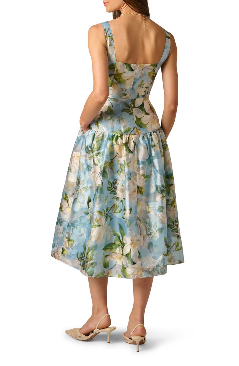 Adrianna Papell Gathered Floral Organza Midi Dress, Alternate, color, 