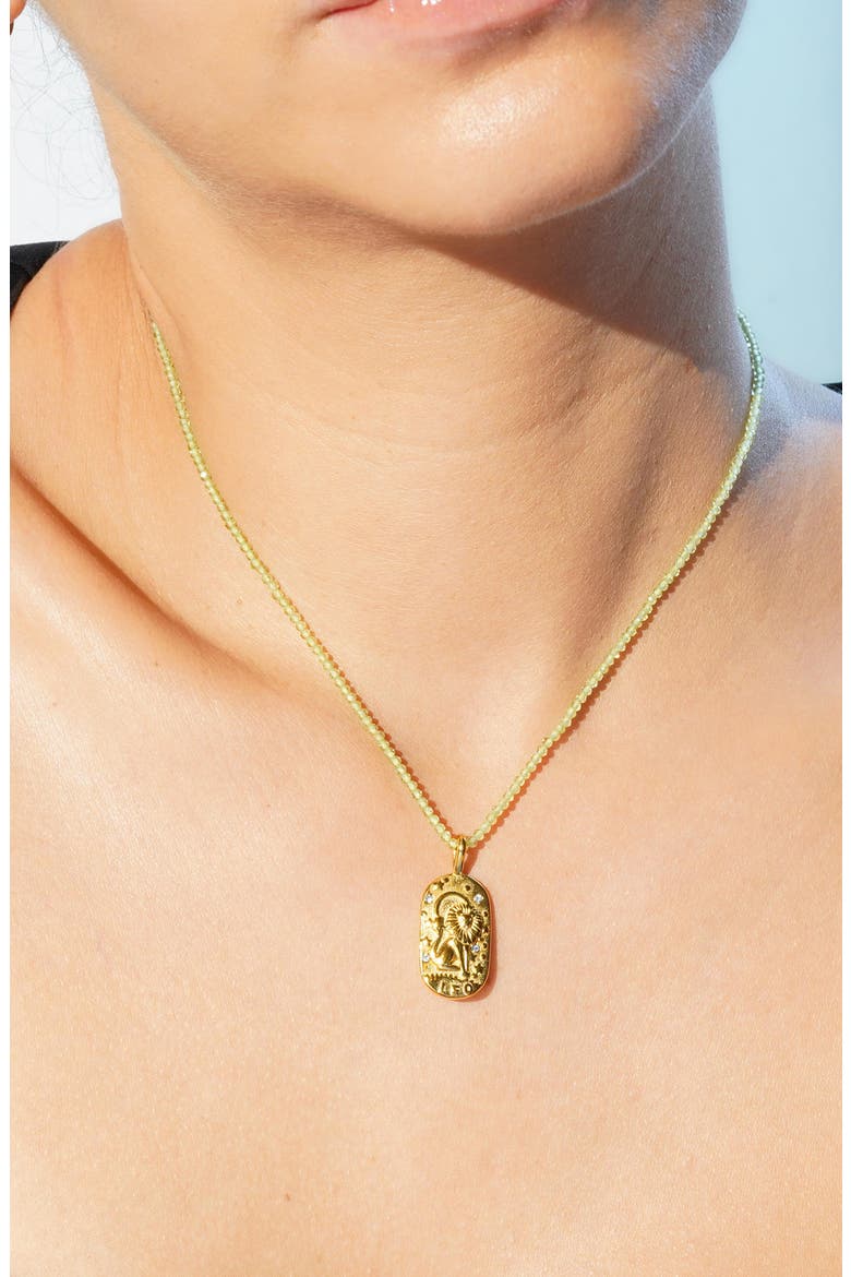 Sunrise Zodiac Pendant Necklace, Alternate, color, GOLD/LIGHT GREEN LEO