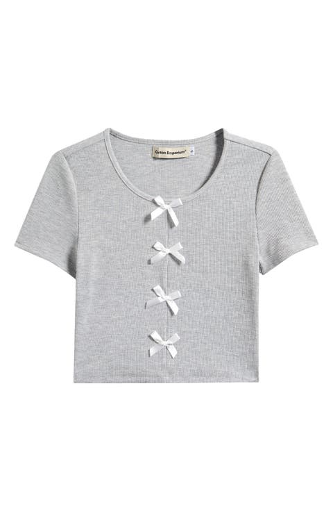 Kids' Bow Accent Rib T-Shirt (Big Kid)