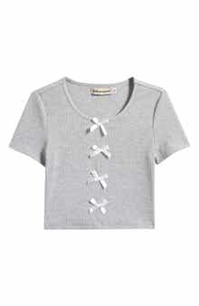 Cotton Emporium Kids' Bow Accent Rib T-Shirt