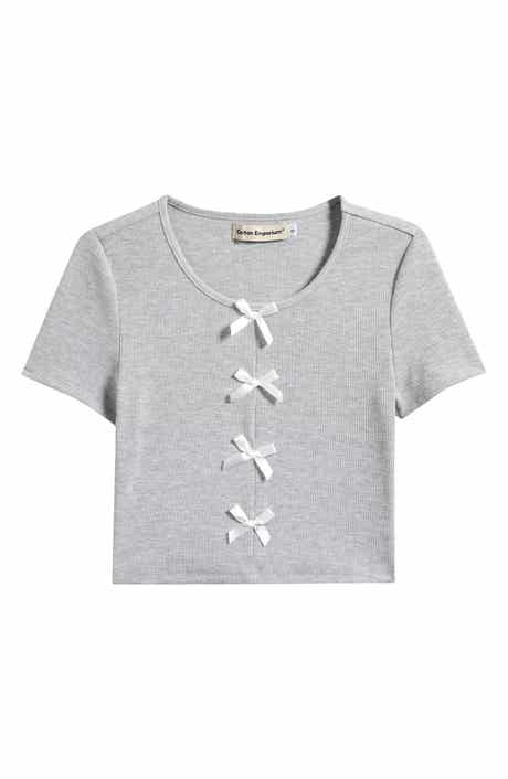 Cotton Emporium Kids' Bow Accent Rib T-Shirt