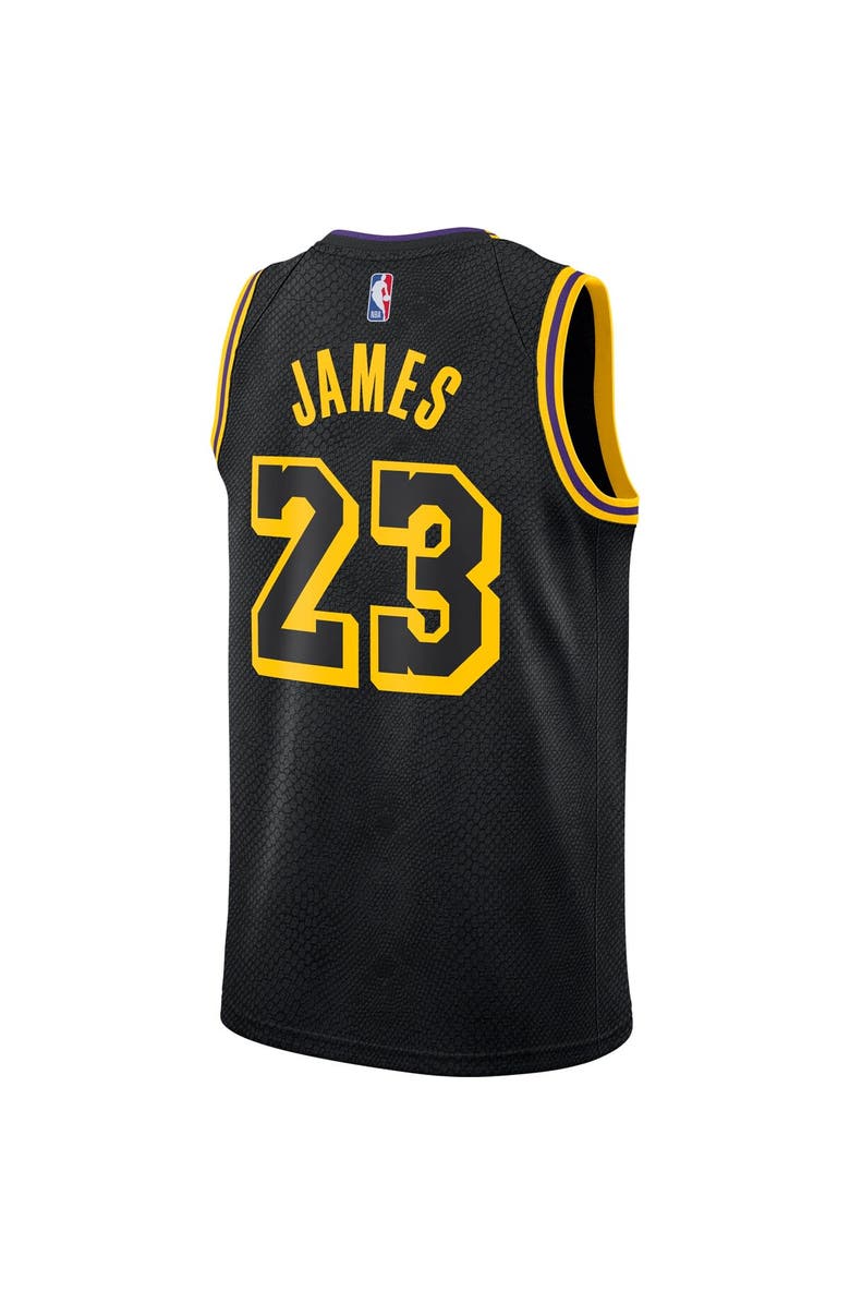Nike Men's Nike LeBron James Black Los Angeles Lakers City Edition Swingman Jersey, Alternate, color, 
