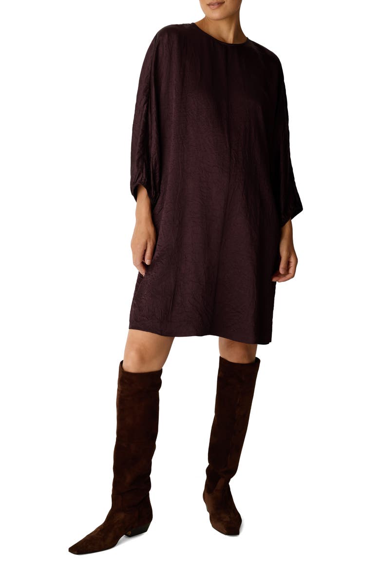 Crinkle Dolman Sleeve Shift Dress, Main, color, OXBLOOD