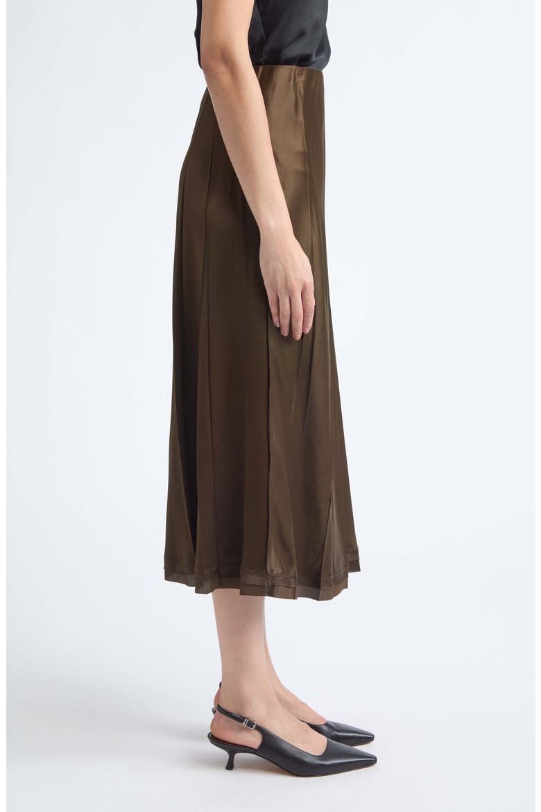 Raw-Edge Pleated Statin Skirt, Alternate, color, PINEWOOD