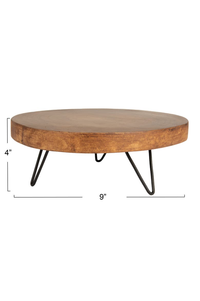Decorative Paulownia Wood Pedestal, Dark Brown, Alternate, color, Brown