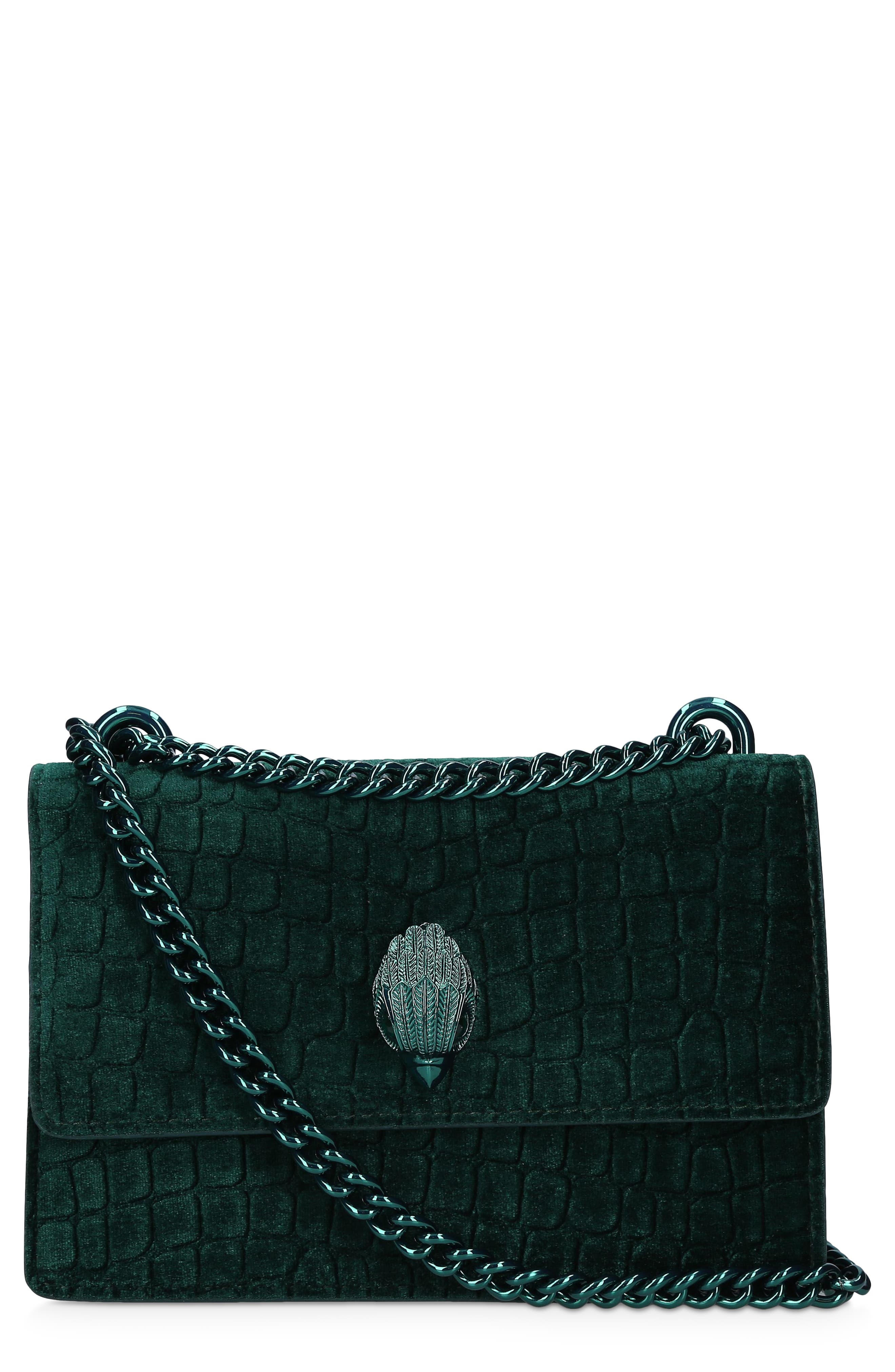 Kurt Geiger London Small Shoreditch Croc Embossed Velvet Crossbody Bag, Main, color, 