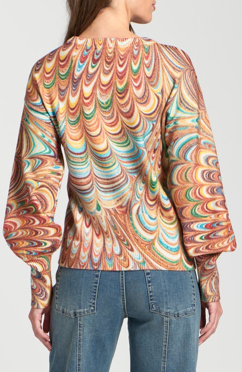 Apny Abstract Marble Pattern Crewneck Sweater In Multi