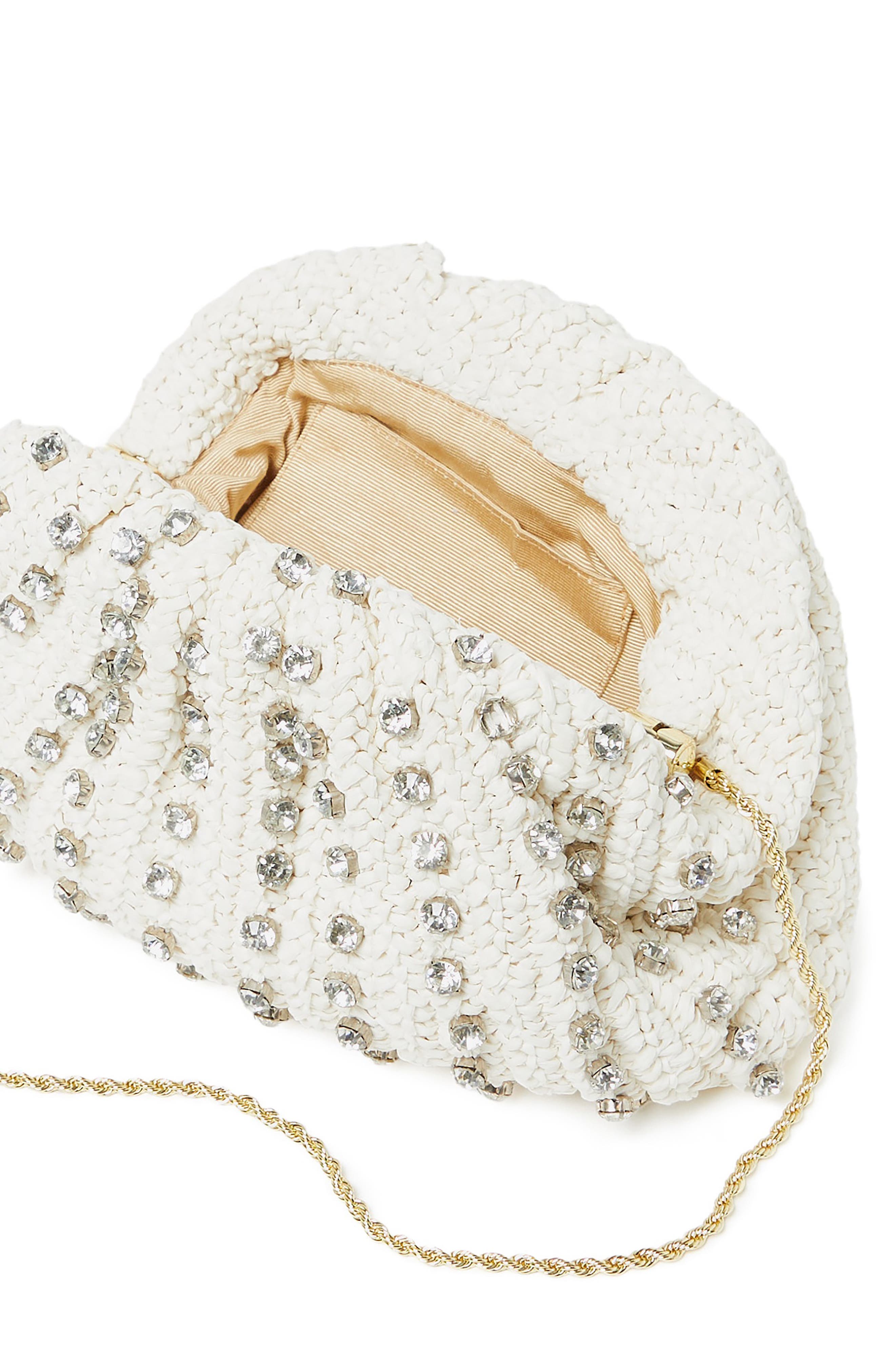 Loeffler Randall Bailey Half Moon Clutch, Alternate, color, White/ Clear
