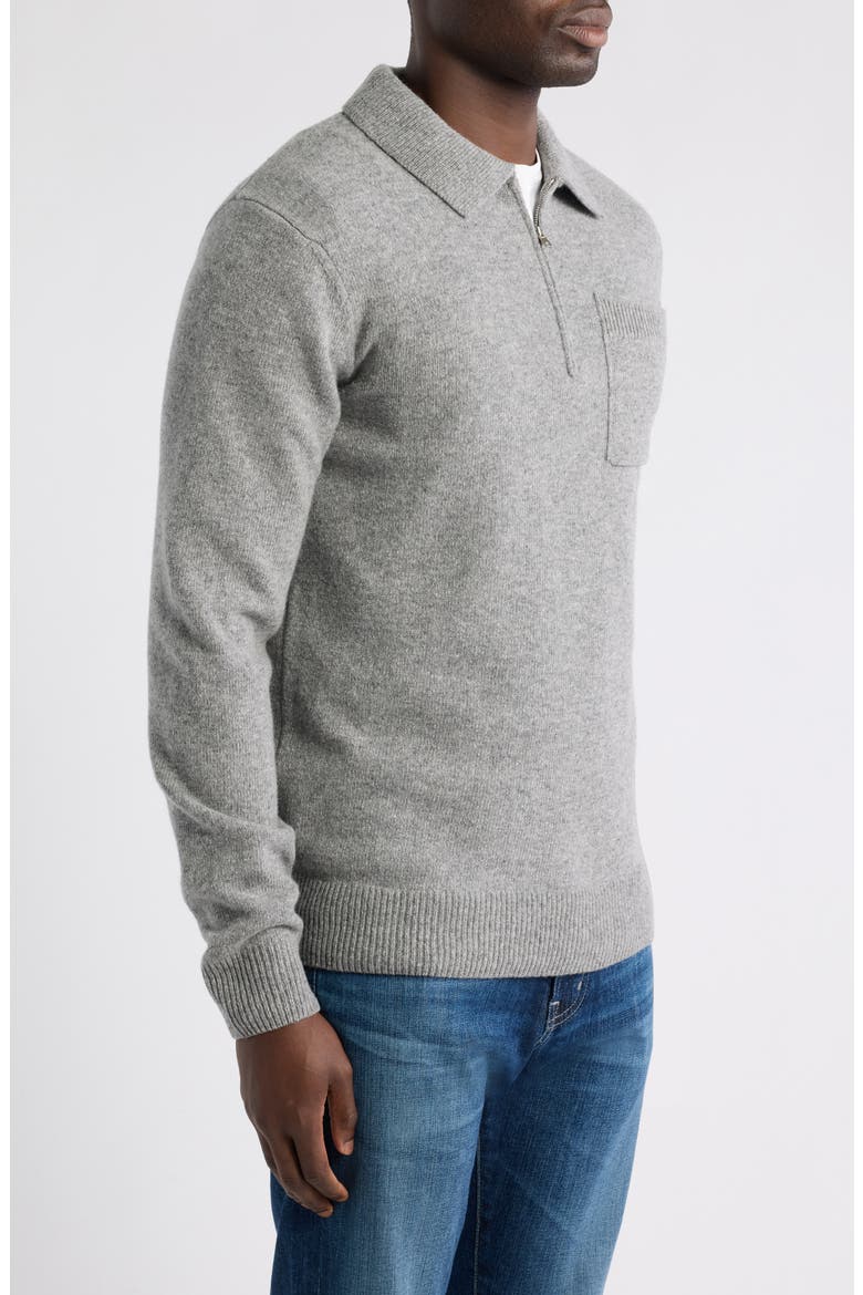 Lambswool Quarter Zip Polo Sweater, Alternate, color, MONUMENT MELANGE