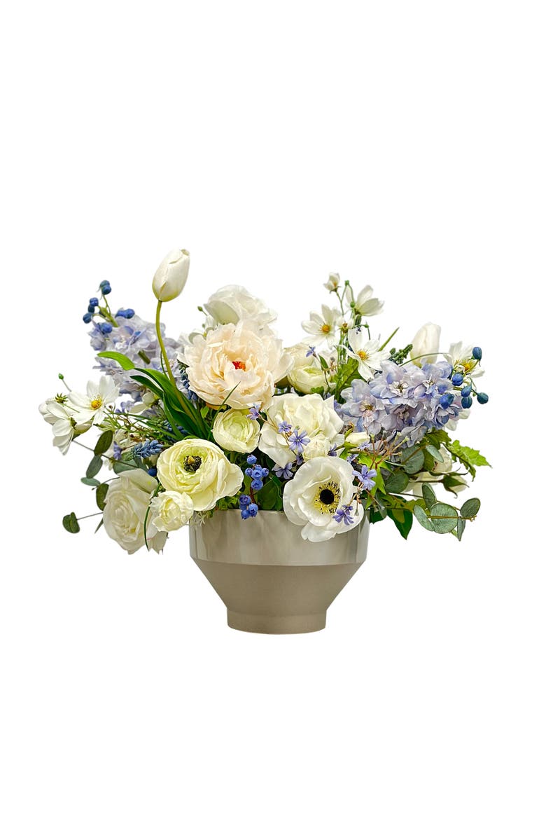 Winward Home Mixed Blue And White Floral In Tapered Bowl, Main, color, 