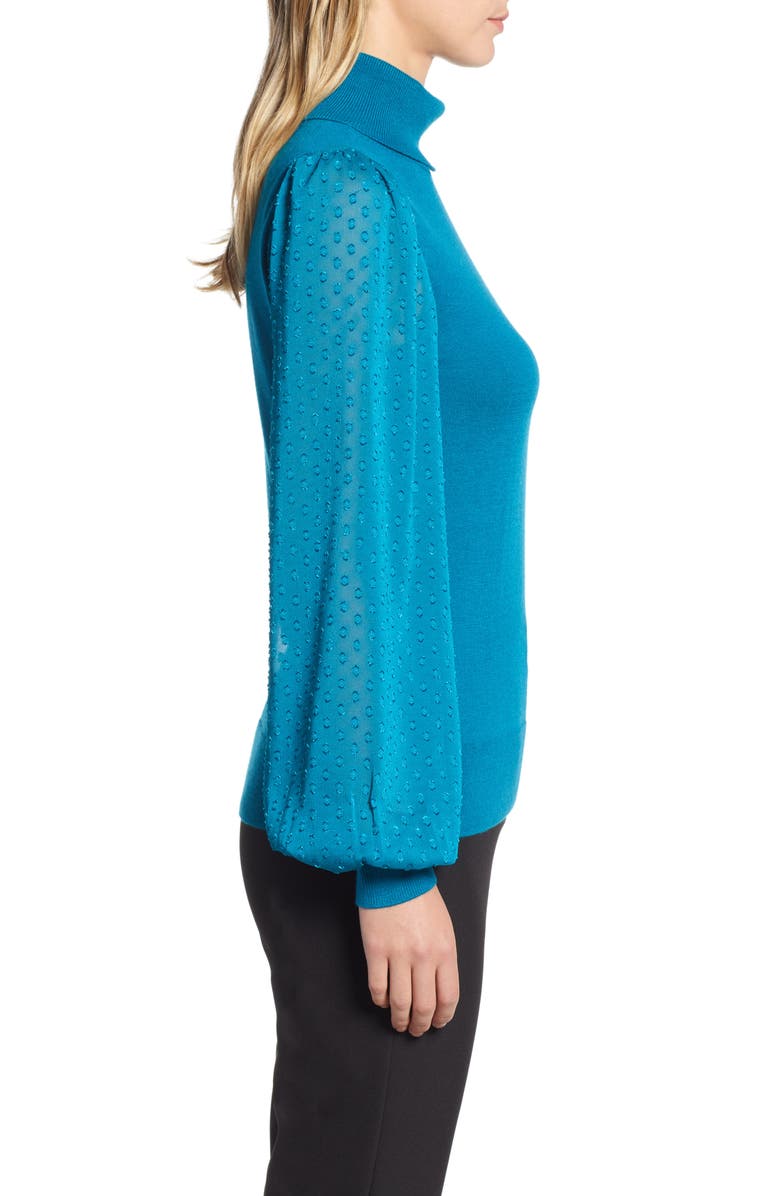 Halogen<sup>®</sup> Sheer Sleeve Turtleneck Sweater, Alternate, color, 