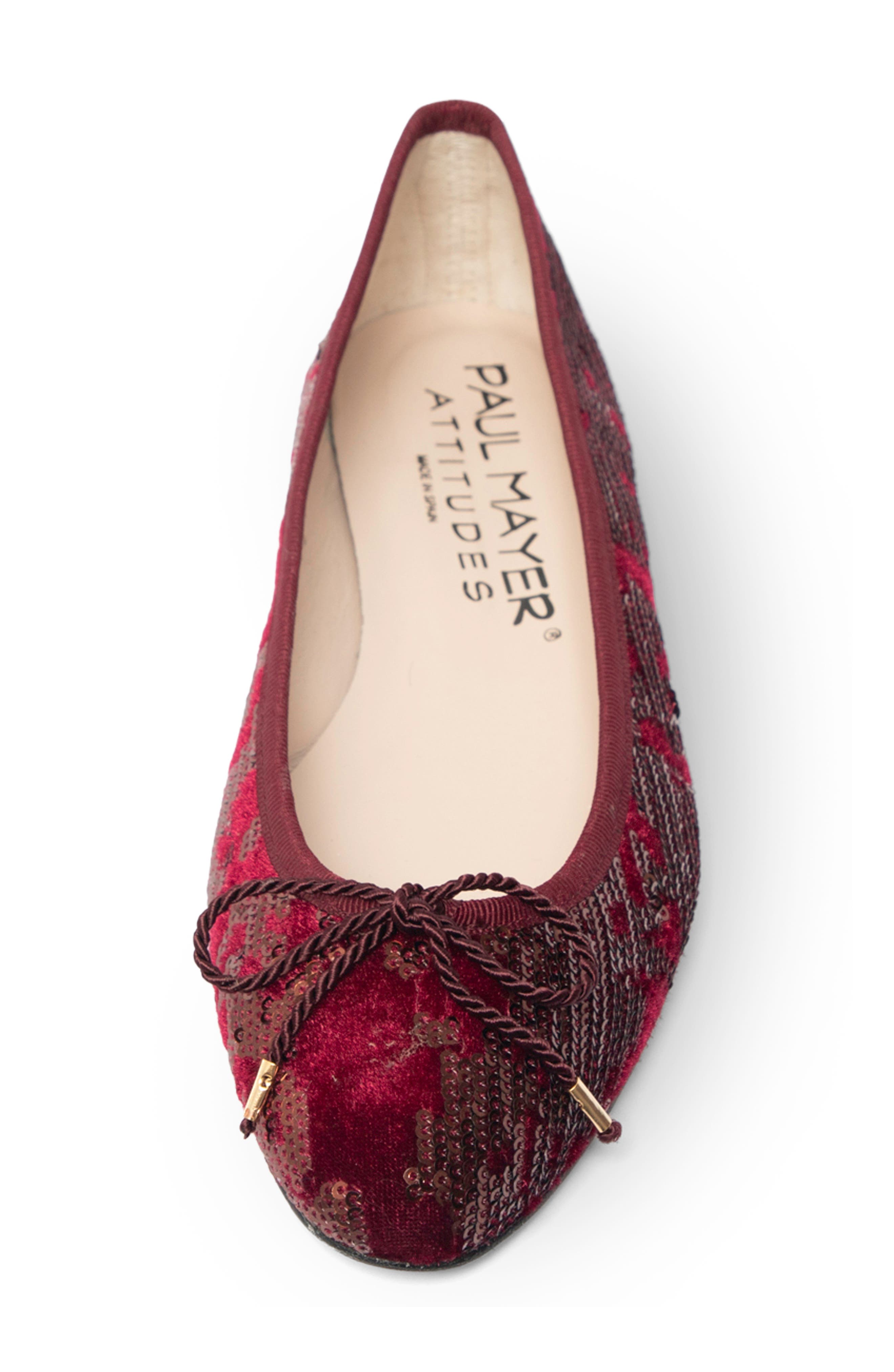 Sequin Embellished Ballet Flat, Alternate, color, BORDEAUX SEQUIN AND VELVET