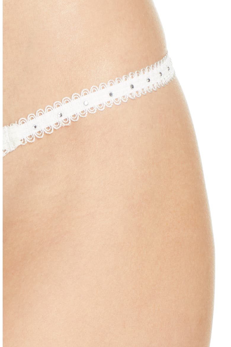 Mesh & Rhinestone G-String Thong, Alternate, color, MARSHMALLOW