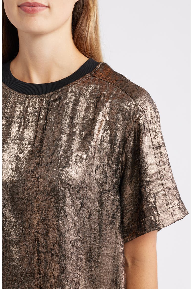 Foil Print T-Shirt Dress, Alternate, color, CHAMPAGNE