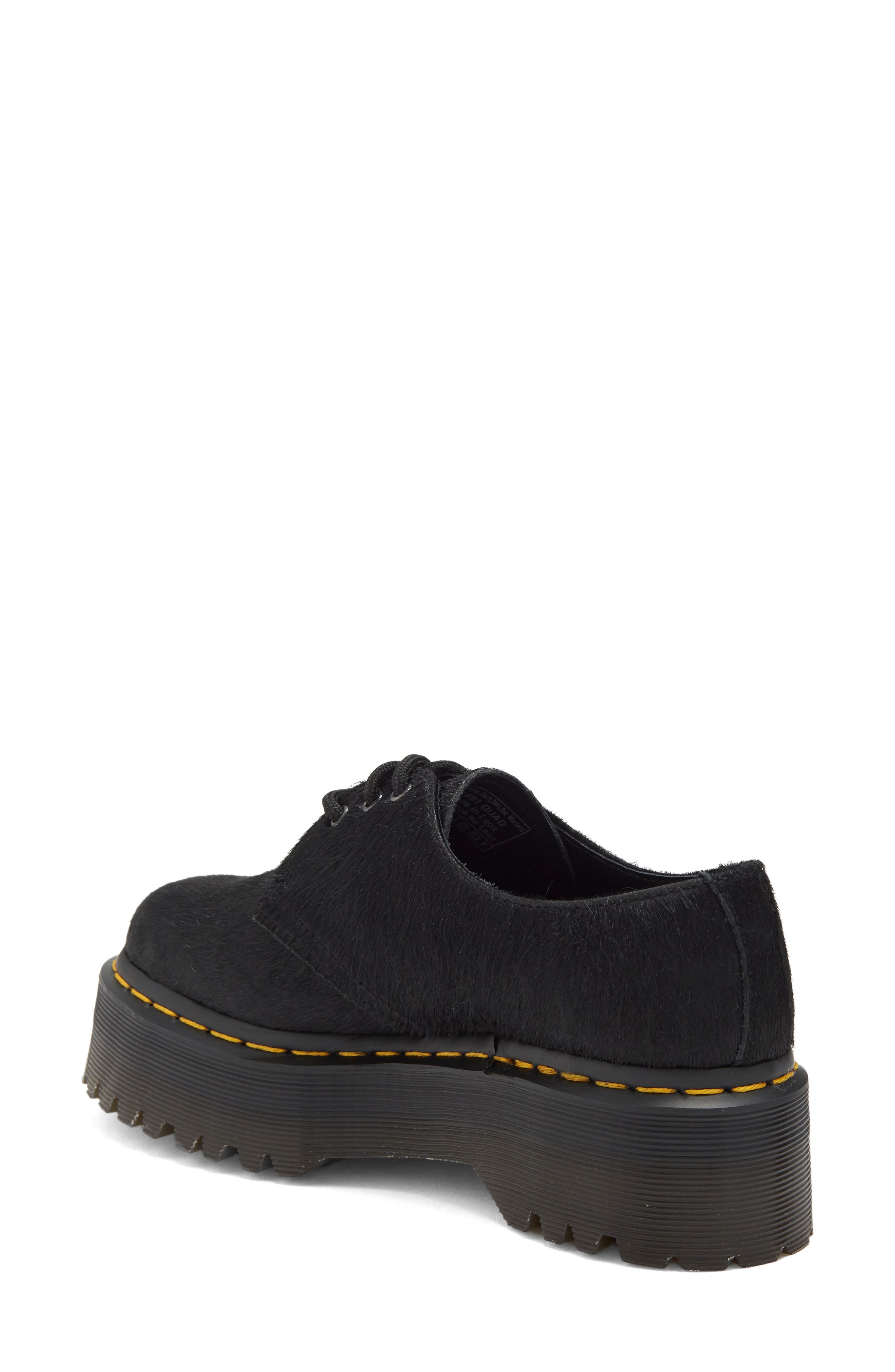 Dr. Martens Quad Platform Derby, Alternate, color, Black Hair On