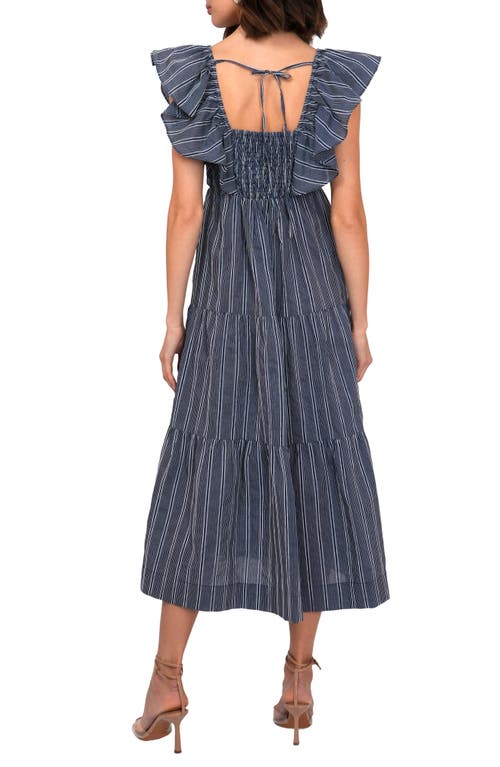 Shop Adelyn Rae Stripe Tiered Maxi Dress In Navy