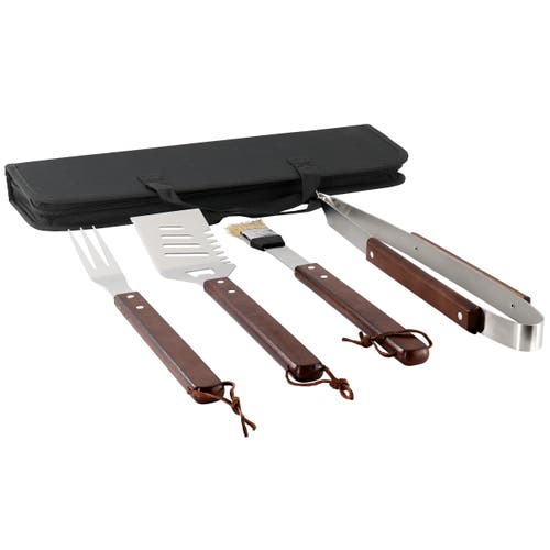 Gibson Home Barbecue Basics 5 Piece Stainless Steel Bbq Tool Set With Wood Handles In Multi