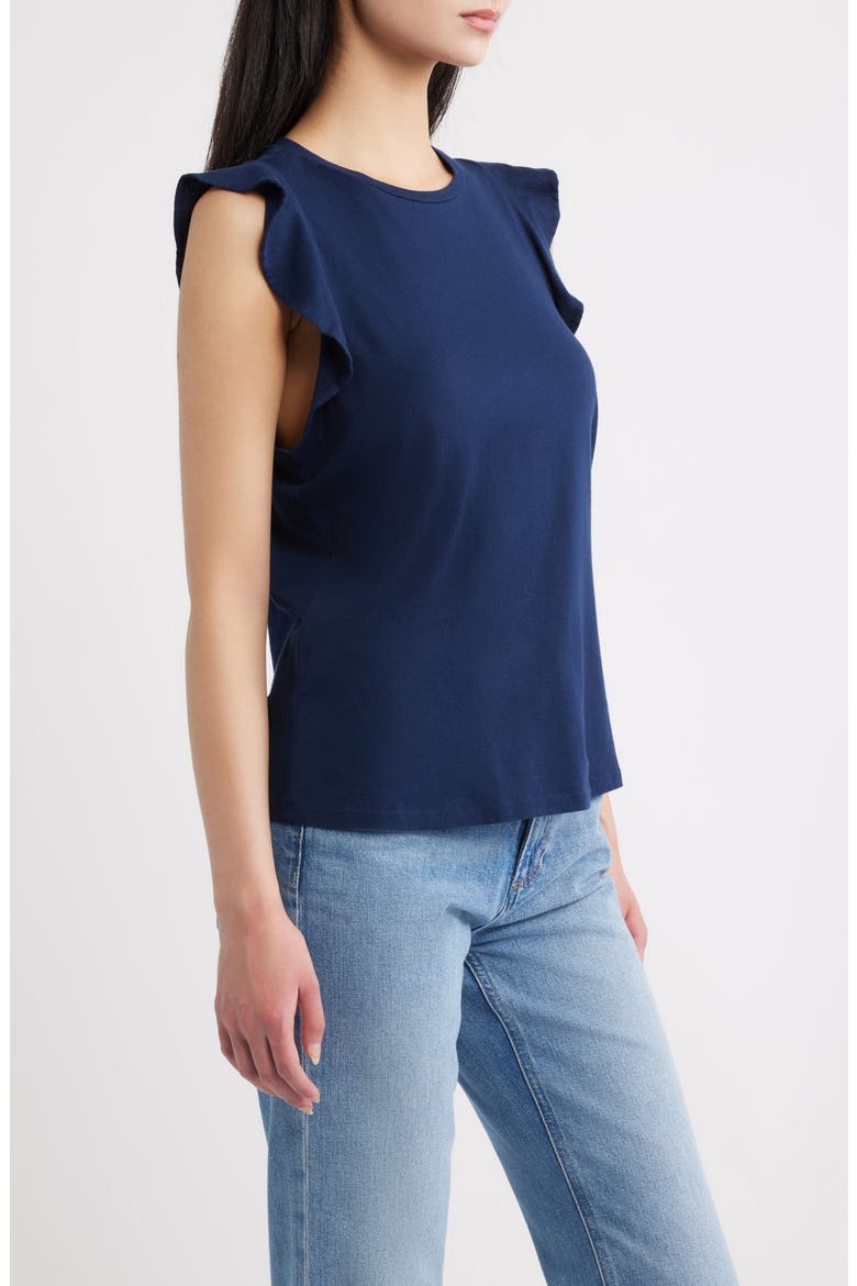 Alaria Flutter Sleeve Pima Cotton Top, Alternate, color, NAVY