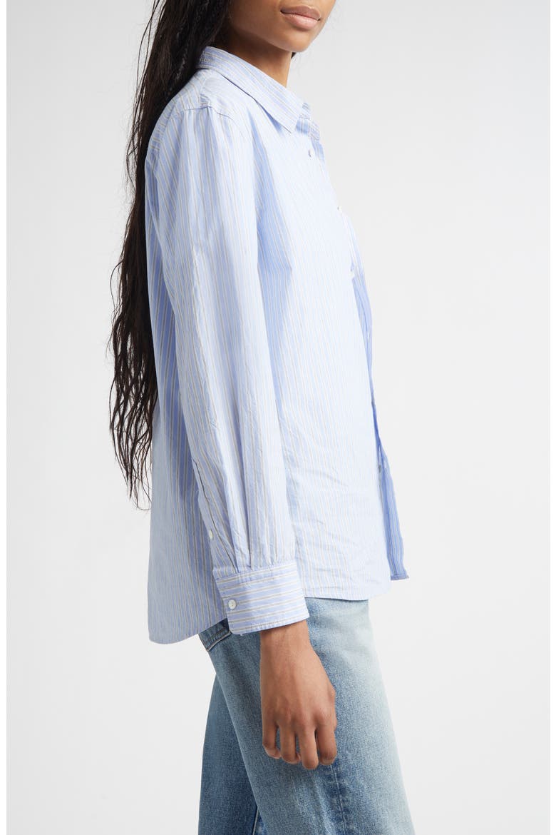 Raphael Stripe Cotton Button-Up Shirt, Alternate, color, CIEL STRIPES