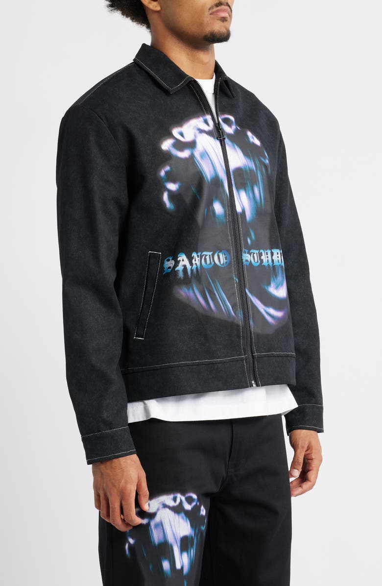 SANTO STUDIO Twitch David Milano Zip-Up Shirt Jacket, Alternate, color, Black