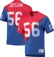 Mitchell & Ness Men's Mitchell & Ness Lawrence Taylor Red/Royal New York Giants Retired Player Name & Number Diagonal Tie-Dye V-Neck T-Shirt