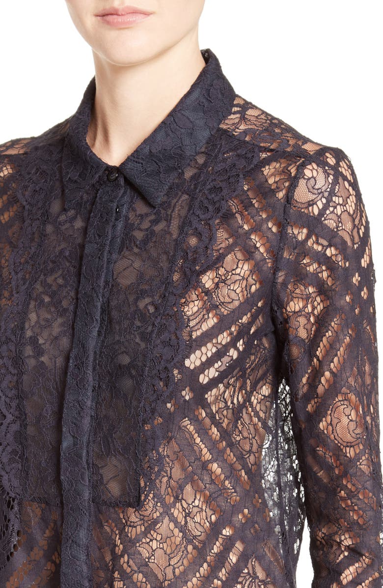 Burberry Aster Check Lace Shirt, Alternate, color, 