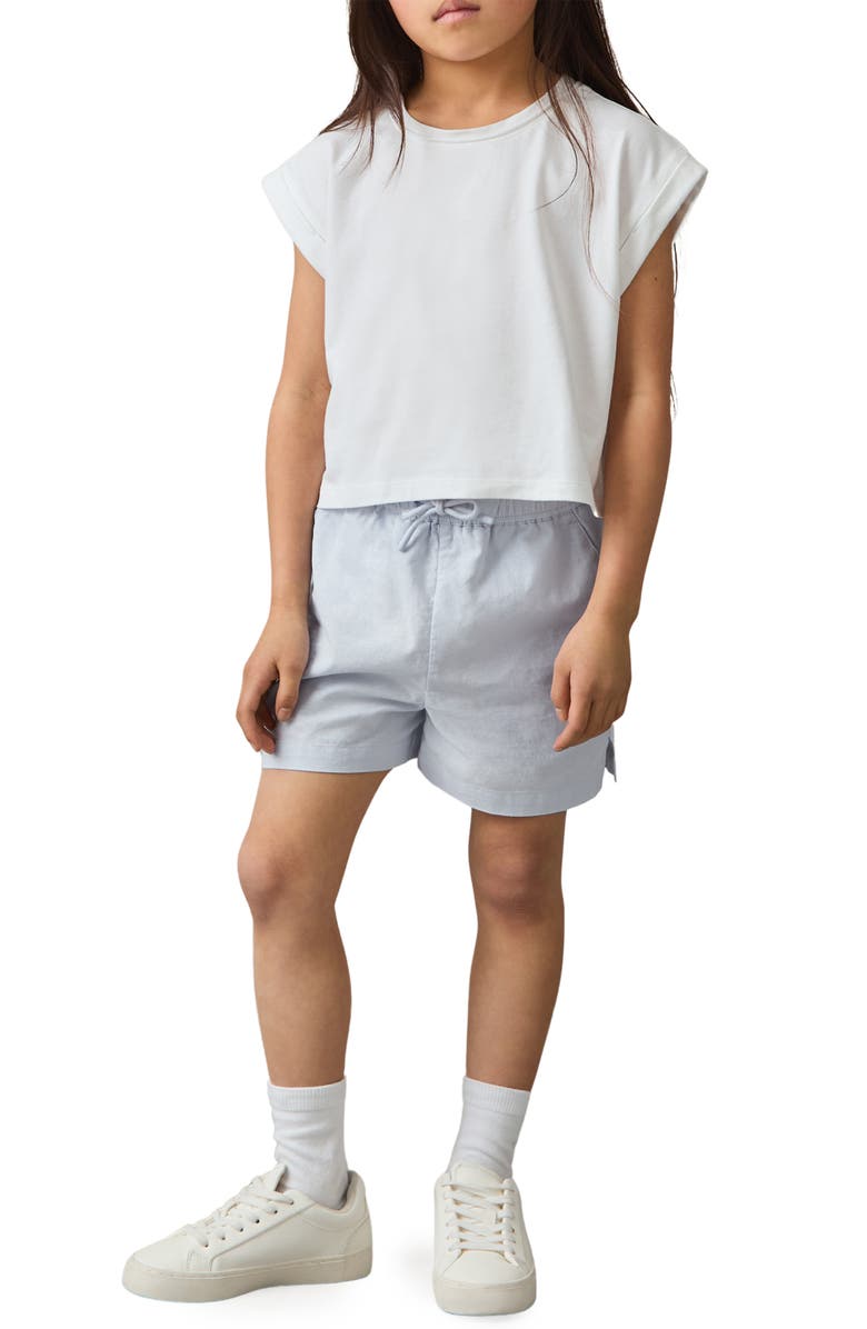 Reiss Kids' Cleo Slub Cotton & Linen Drawstring Shorts, Alternate, color, Soft Blue