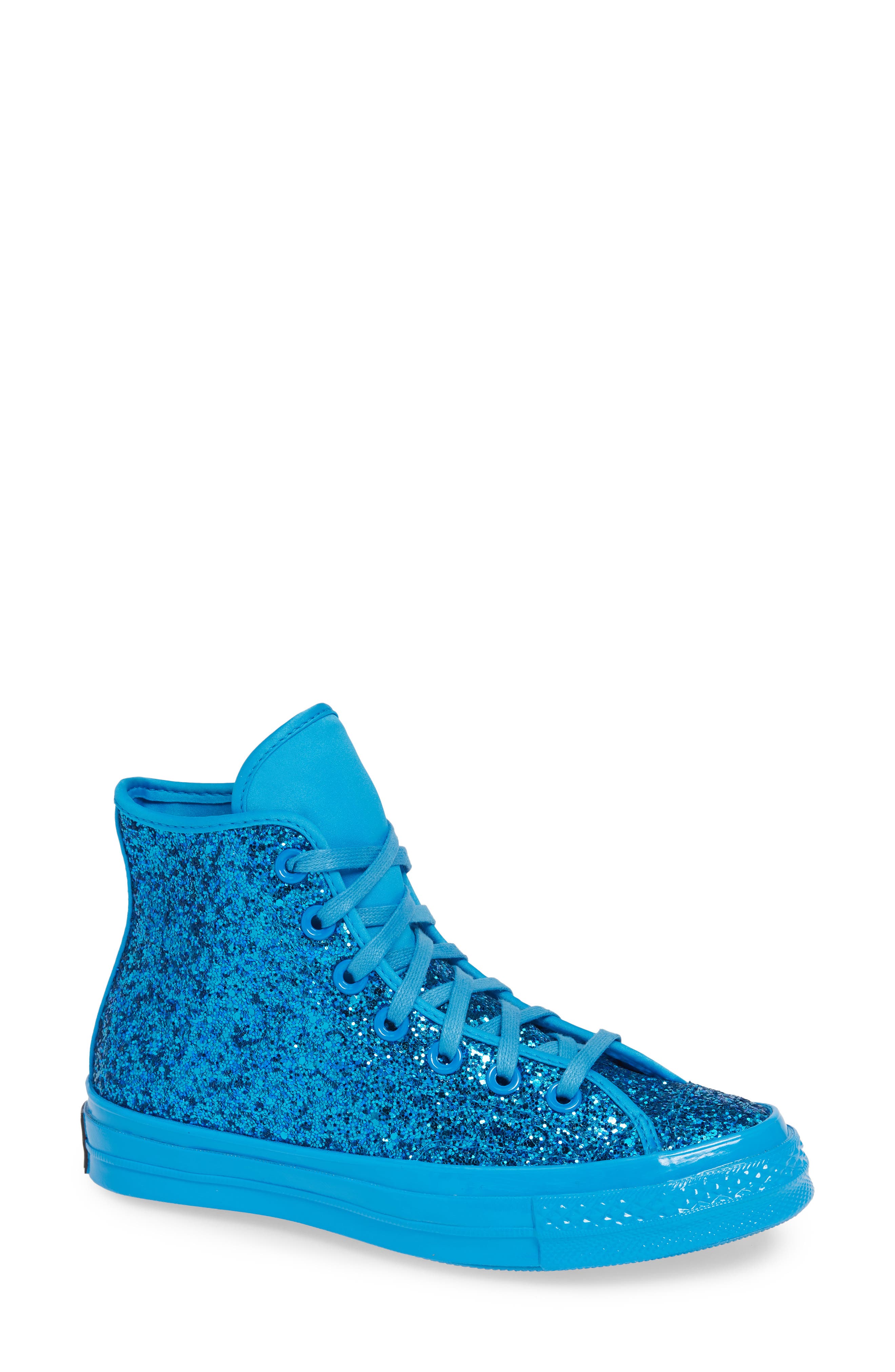 Chuck Taylor® All Star® Glitter High Top Sneaker, Main, color, BLUE HERO