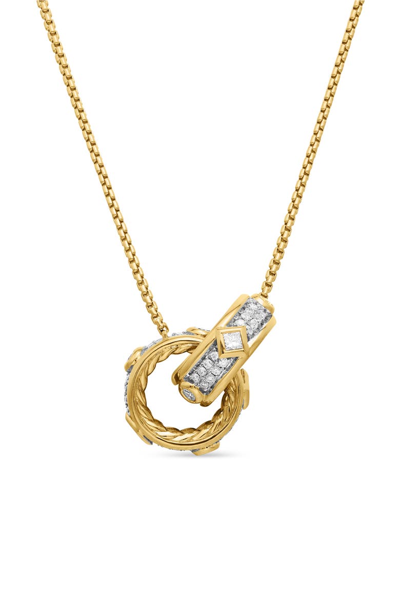 Modern Renaissance Double Pendant Necklace in 18K Yellow Gold with Full Pavé Diamonds, Main, color, 18K YELLOW GOLD