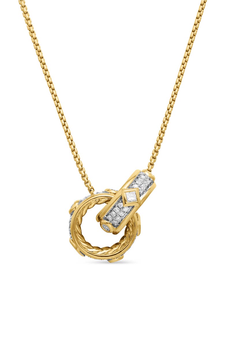 David Yurman Modern Renaissance Double Pendant Necklace in 18K Yellow Gold with Full Pavé Diamonds, Main, color, 18K Yellow Gold