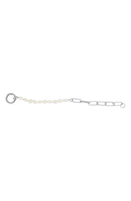 Rebl Faux Pearl Paperclip Chain Bracelet