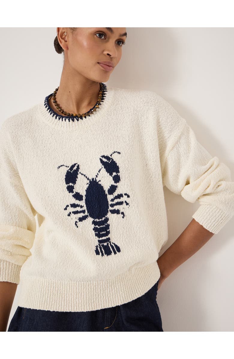 Hush Hallie Crew Neck Lobster Graphic Sweater, Alternate, color, Stone White
