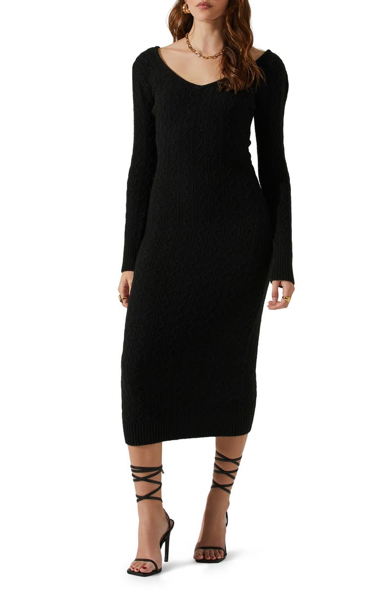 ASTR the Label Regina Cutout Long Sleeve Midi Sweater Dress, Main, color, 