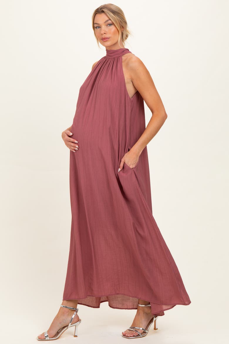 Blue Halter Maxi Dress, Alternate, color, Mauve