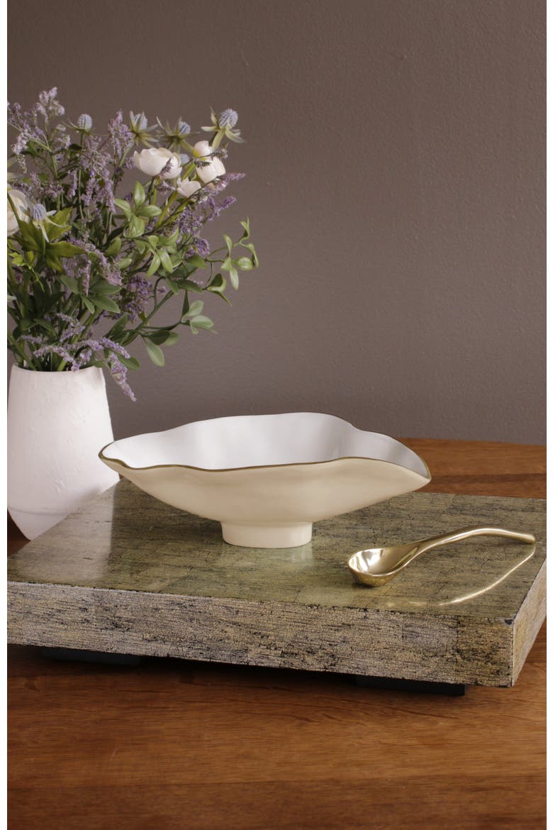 Encanto Claire Small Oval Bowl with Spoon, Alternate, color, Cream , White and Gold