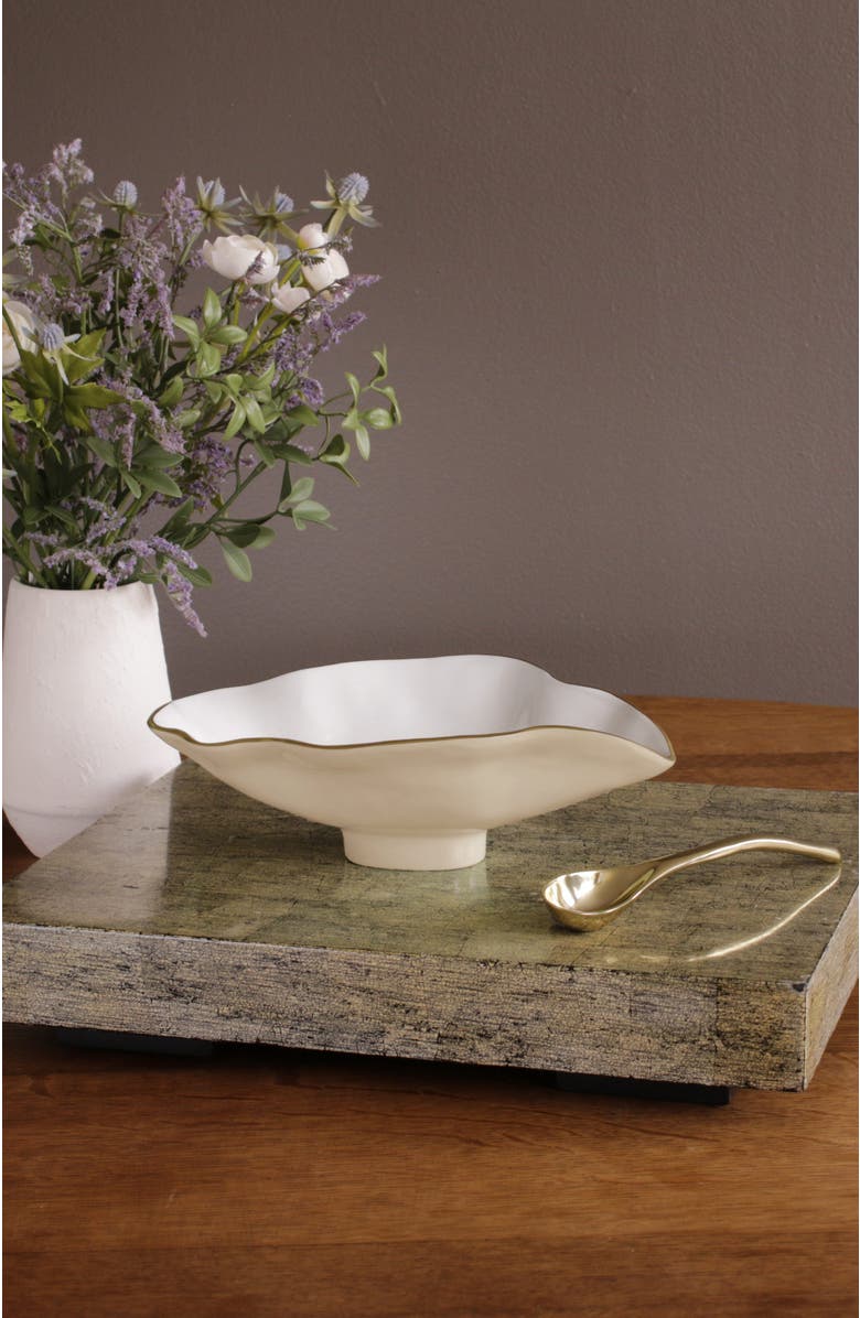 BEATRIZ BALL Collection ENCANTO Claire Small Oval Bowl with Spoon, Alternate, color, Cream , White And Gold