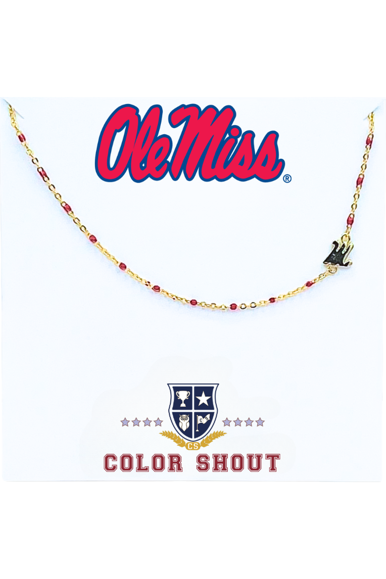 Ole Miss Side Necklace, Main, color, Yellow Gold