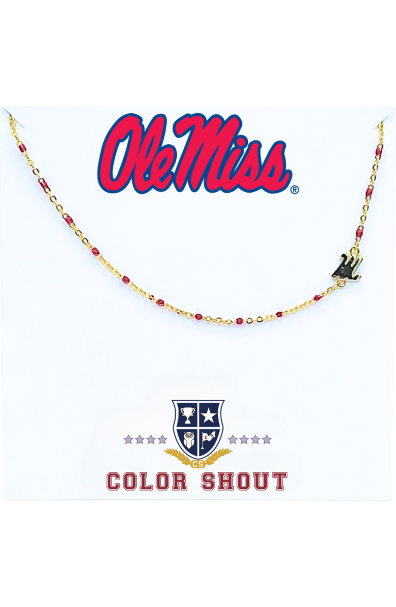 Color Shout Ole Miss Side Necklace, Main, color, Yellow Gold