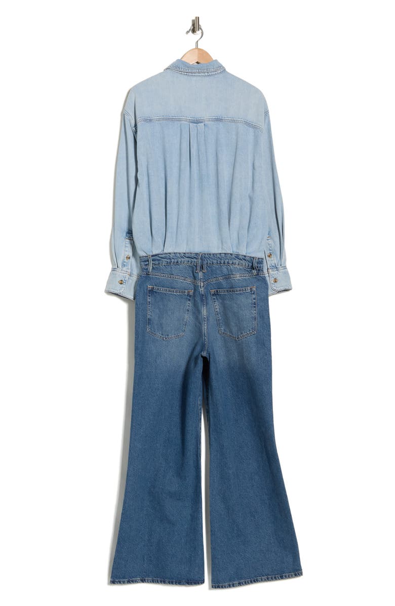 Good American Denim Shirt Jumpsuit, Alternate, color, Indigo796