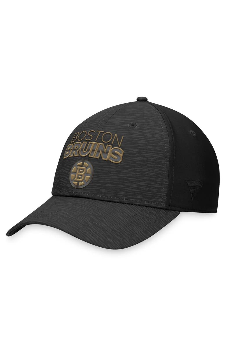 FANATICS Men's Fanatics Branded Black Boston Bruins Authentic Pro Road Stack Logo Flex Hat, Main, color,